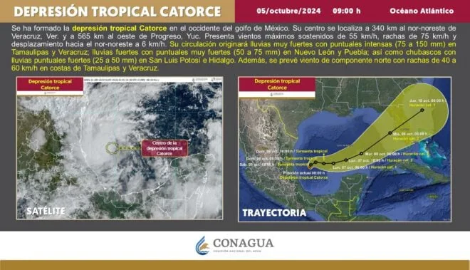 Depresion Tropical Catorce sera huracan en Golfo de Mexico trayectoria y estados afectados 660x379 1 jpeg