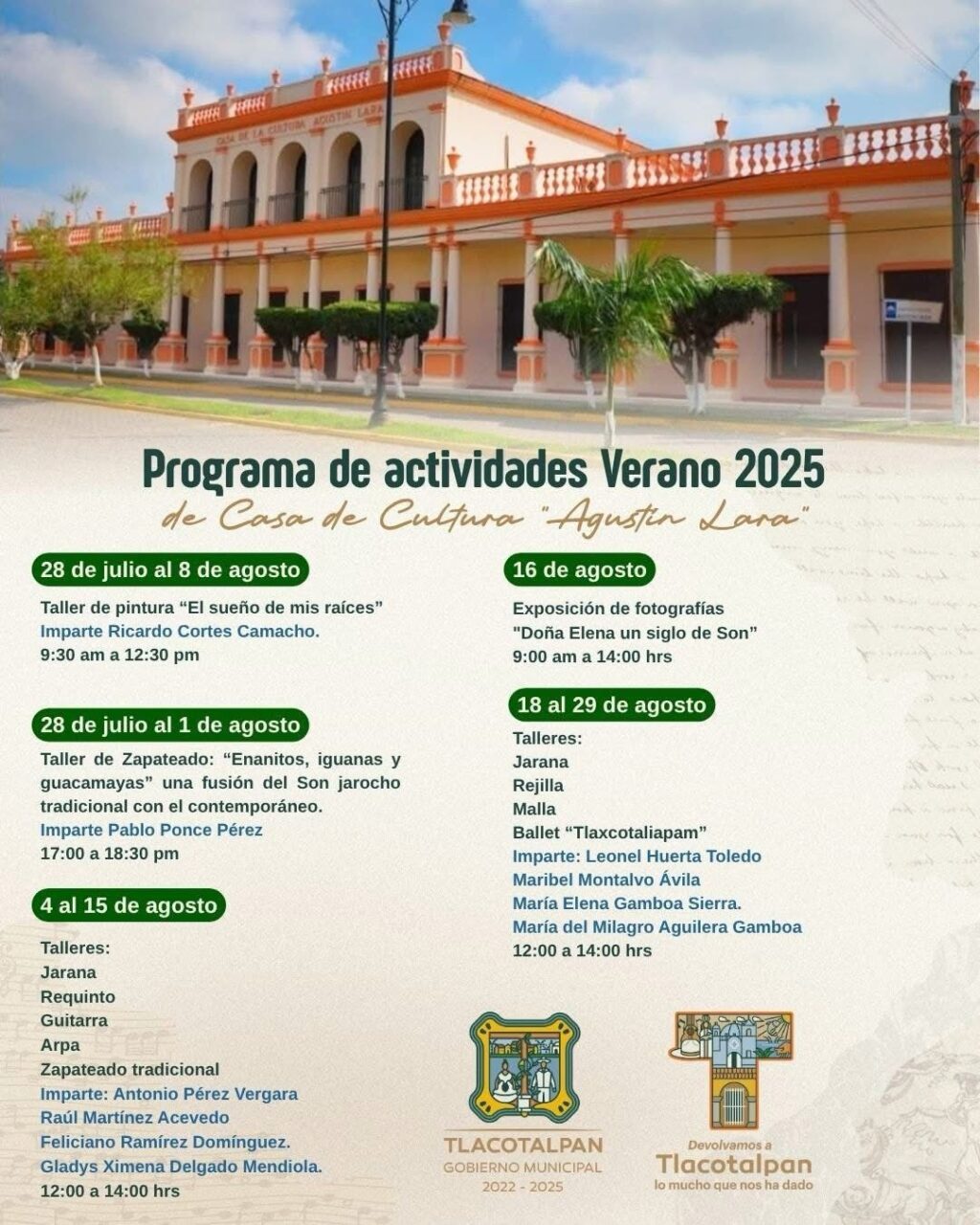 Tlacotalpan celebra el verano con arte, música y tradición en su programa cultural 2025 tlacotalpan