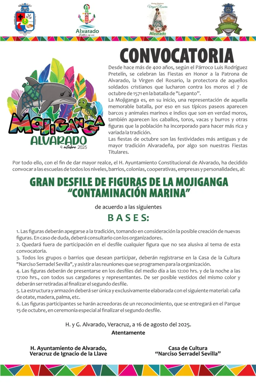 Convoca Casa de Cultura de Alvarado a participar en el Gran desfile de figuras de la Mojiganga CONVOCATORIA