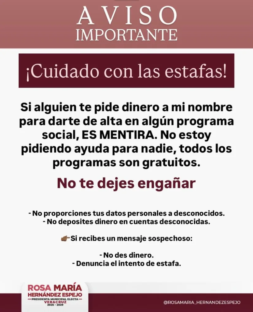 Alcaldesa electa de Veracruz alerta a no caer en estafas en las que usan su nombre CUIDADO CON LAS ESTAFAS