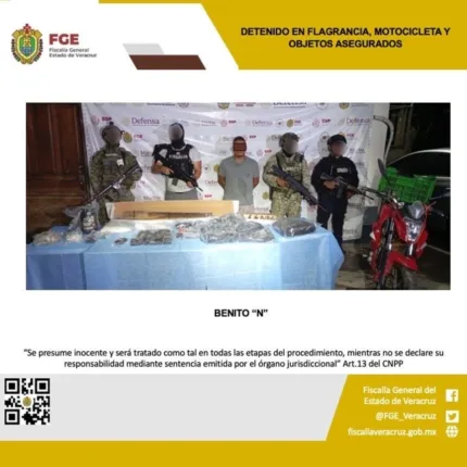 aseguran explosivos y droga en cateo