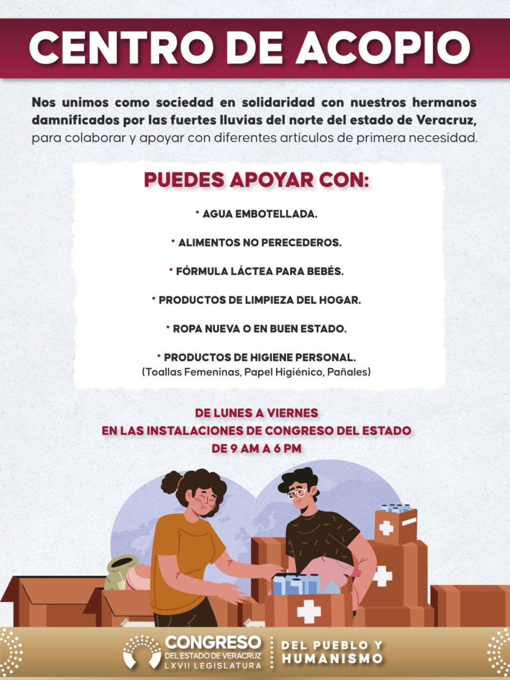 Abre Congreso Centro de Acopio para apoyar a damnificados del norte del estado INFO10OCT2025CENTROACOPIO