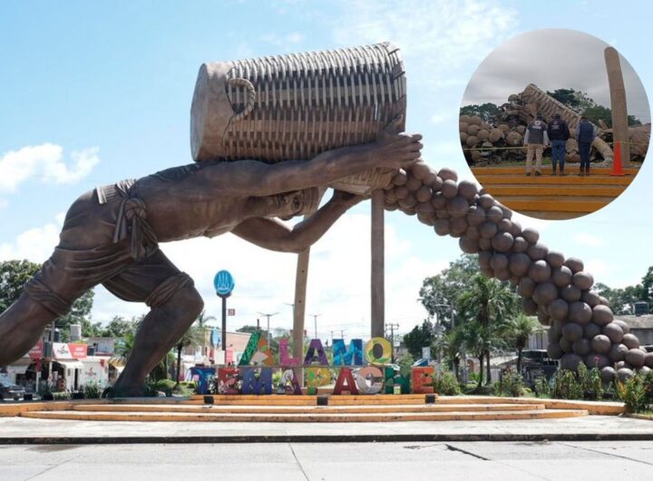 Colapsa monumento El Colotero en Alamo Veracruz