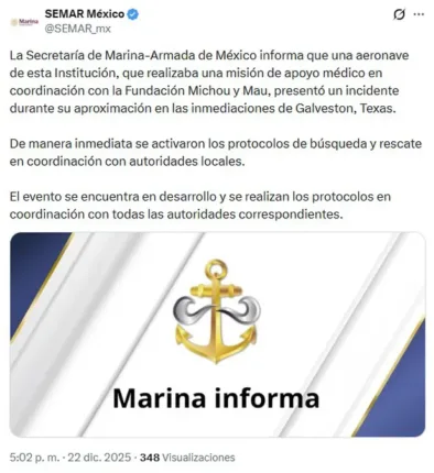 secretaria marina informe incidente aereo